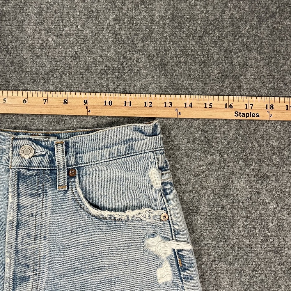 AGOLDE Dee Denim Shorts Womens 24 Thrashed Button Fly High Rise Jean Distressed - Picture 4 of 10